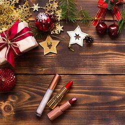 High angle view of christmas decoration on table