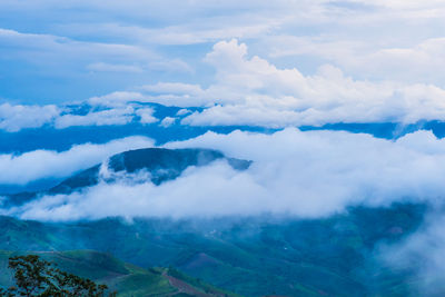 Aerial view of mountains against sky