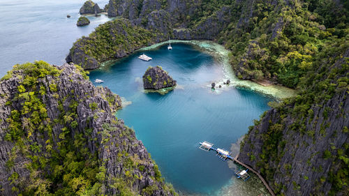 High angle view of bay