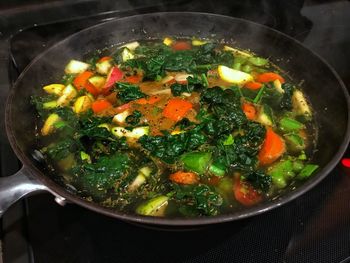 High angle view of salad in bowl