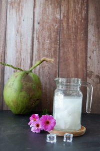 Flower pot on table