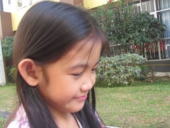 Close-up of girl looking down