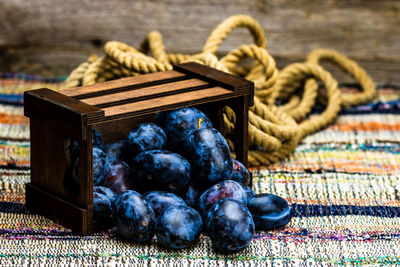 Close-up of christmas decorations on table