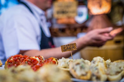 Close-up of fresh food with label