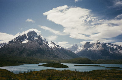 Scenic view of mountains against sky