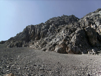 Low angle view of rock formations