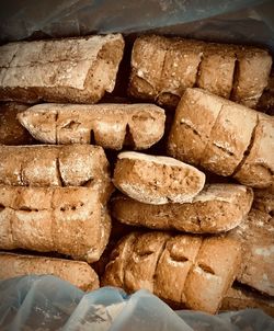 High angle view of bread in store