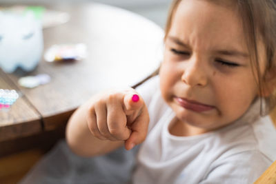 Portrait of boy eating food