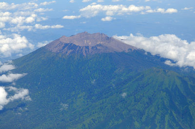 Scenic view of mountains against cloudy sky
