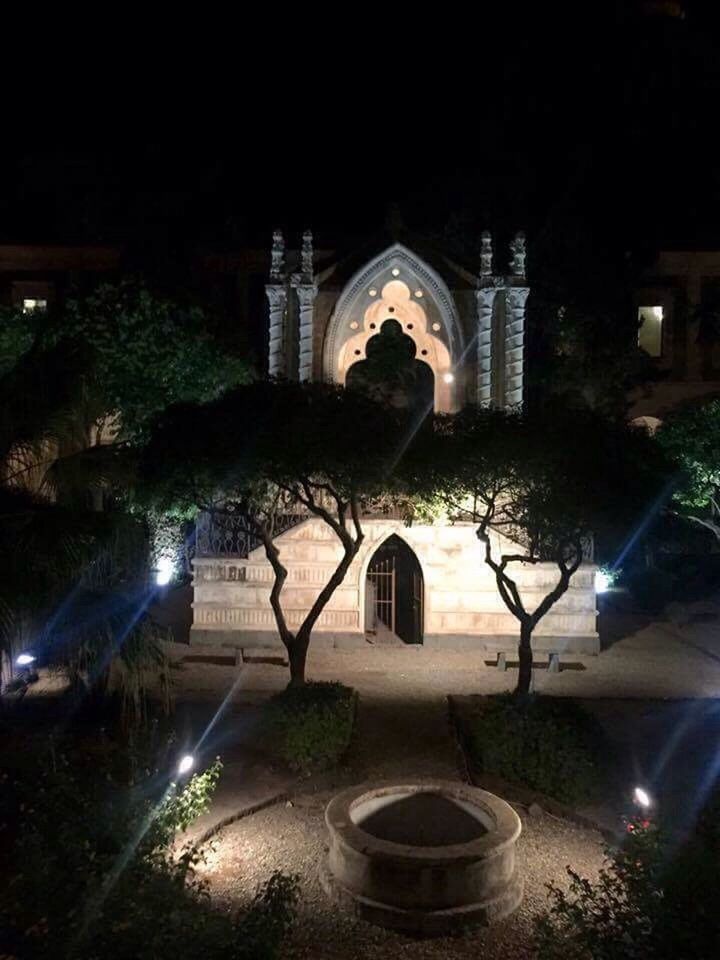 night, arch, illuminated, tree, architecture, building exterior, built structure, outdoors, no people, water, halloween, city