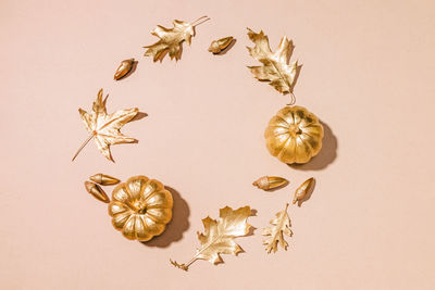 Close-up of christmas decorations on white background