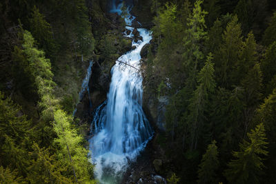 Aerial image of beautiful waterfalls in golling, salzburg, austria