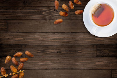 High angle view of coffee on table