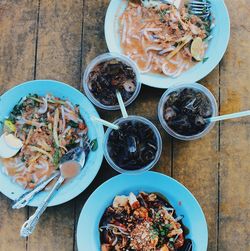 High angle view of food in bowl on table