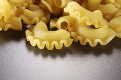 High angle view of yellow candies on table