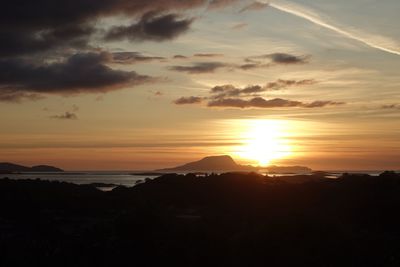 Scenic view of silhouette landscape against sky during sunset