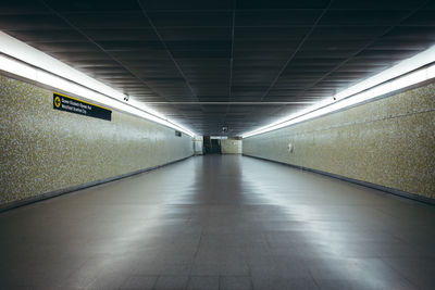 Empty subway along the walls