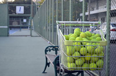 Close-up of fruits on table at market