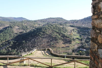 Scenic view of mountains against clear sky