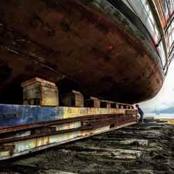 Abandoned train on railroad track