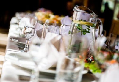 Close-up of wineglass on table