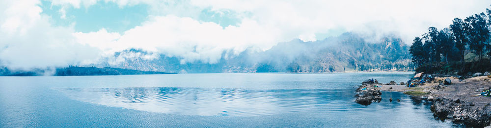 Panoramic view of swimming pool against sky