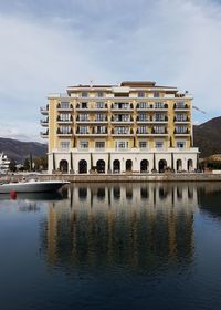 Reflection of building in water