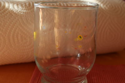 Close-up of drink in glass jar on table