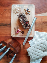 High angle view of food on table