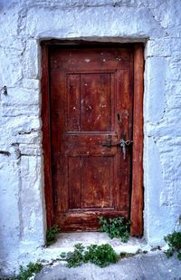 Closed door of old building