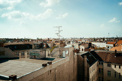 High angle view of townscape against sky