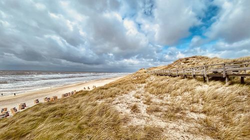 Scenic view of beach against sky