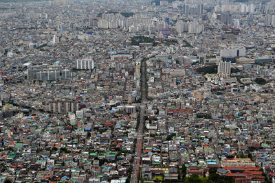 High angle view of buildings in city