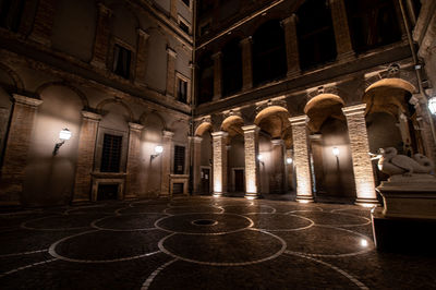 Illuminated building at night