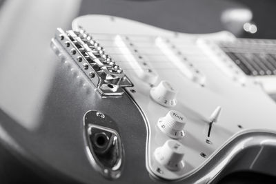 Cut tight macro of a electric guitar