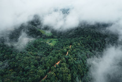 High angle view of sunlight falling on land