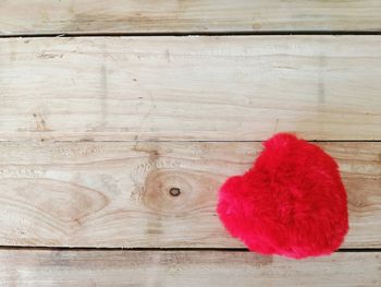 Directly above shot of red flower on table