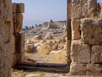 View of old ruin building against sky