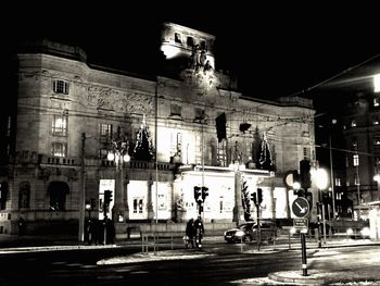 View of illuminated city at night