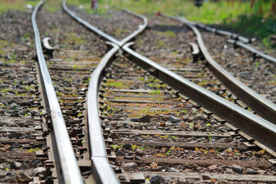 High angle view of railroad tracks