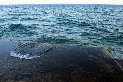 High angle view of sea waves