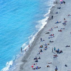 High angle view of people at beach