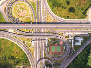 Directly above shot of highways in city