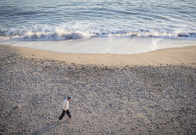 High angle view of people on beach