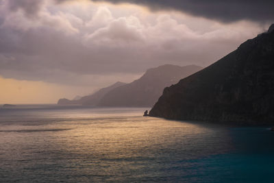 Scenic view of sea against sky at sunset