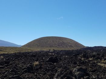 Scenic view of landscape against clear blue sky