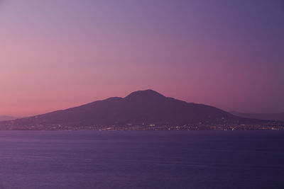 Scenic view of mountains at night