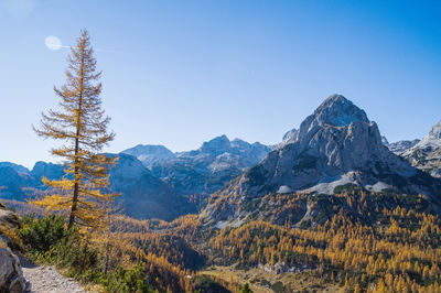 Scenic view of mountains against clear sky