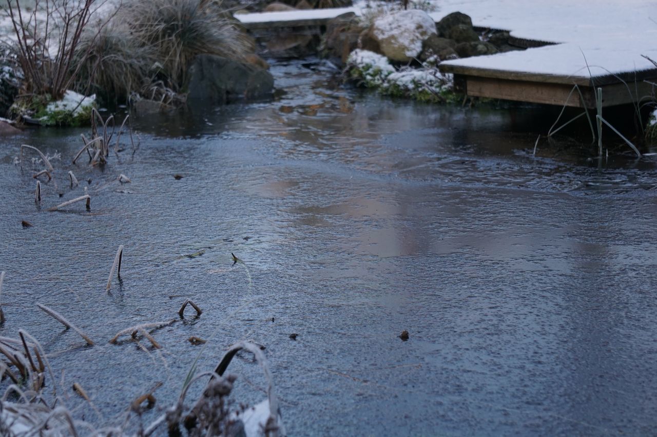 VIEW OF FROZEN LAKE DURING WINTER