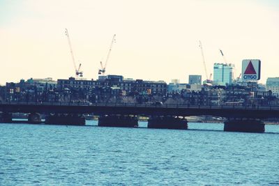 Commercial dock against sky